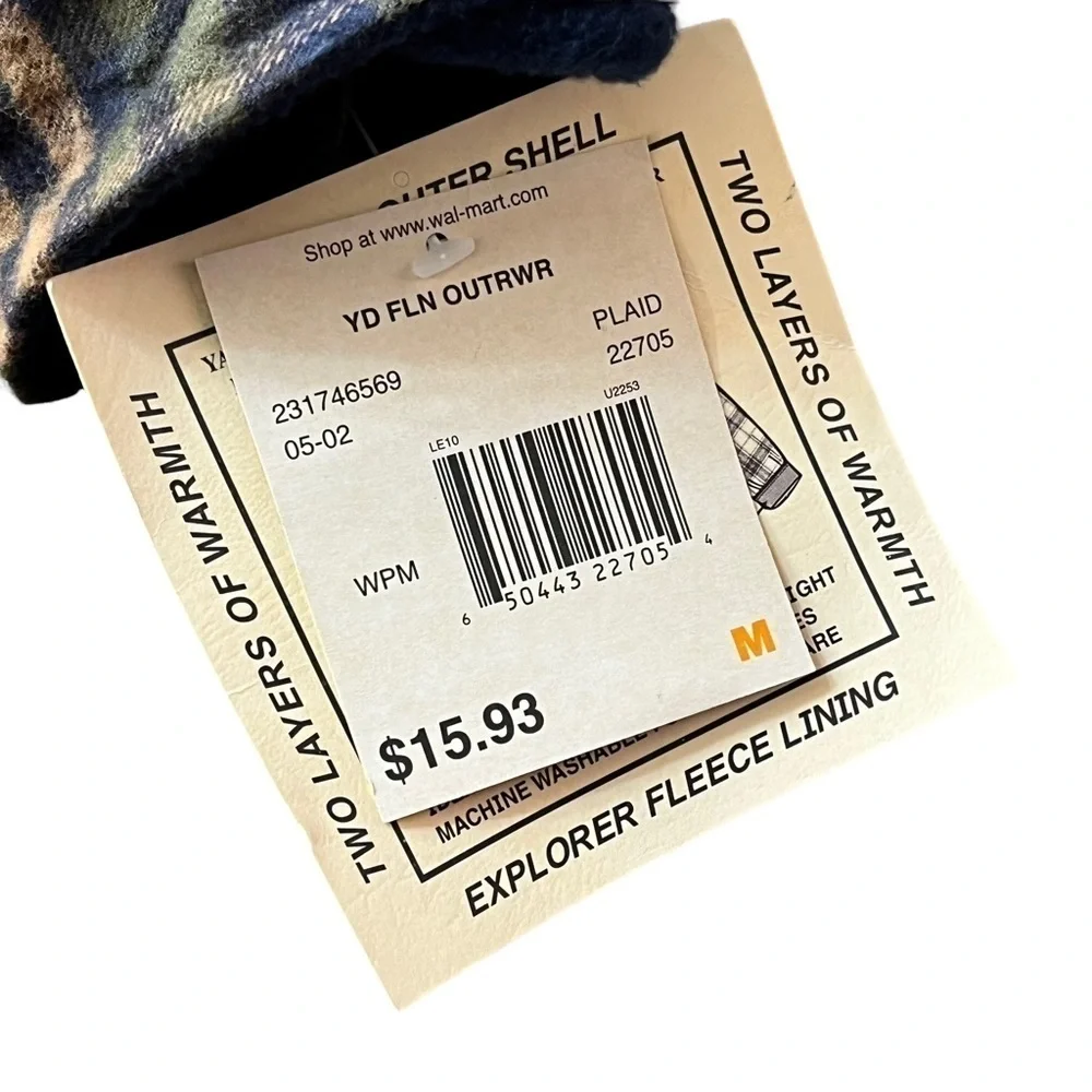 Vintage Ozark Trail Shacket Medium Flannel Coat New Blue Brown Fleece Jacket